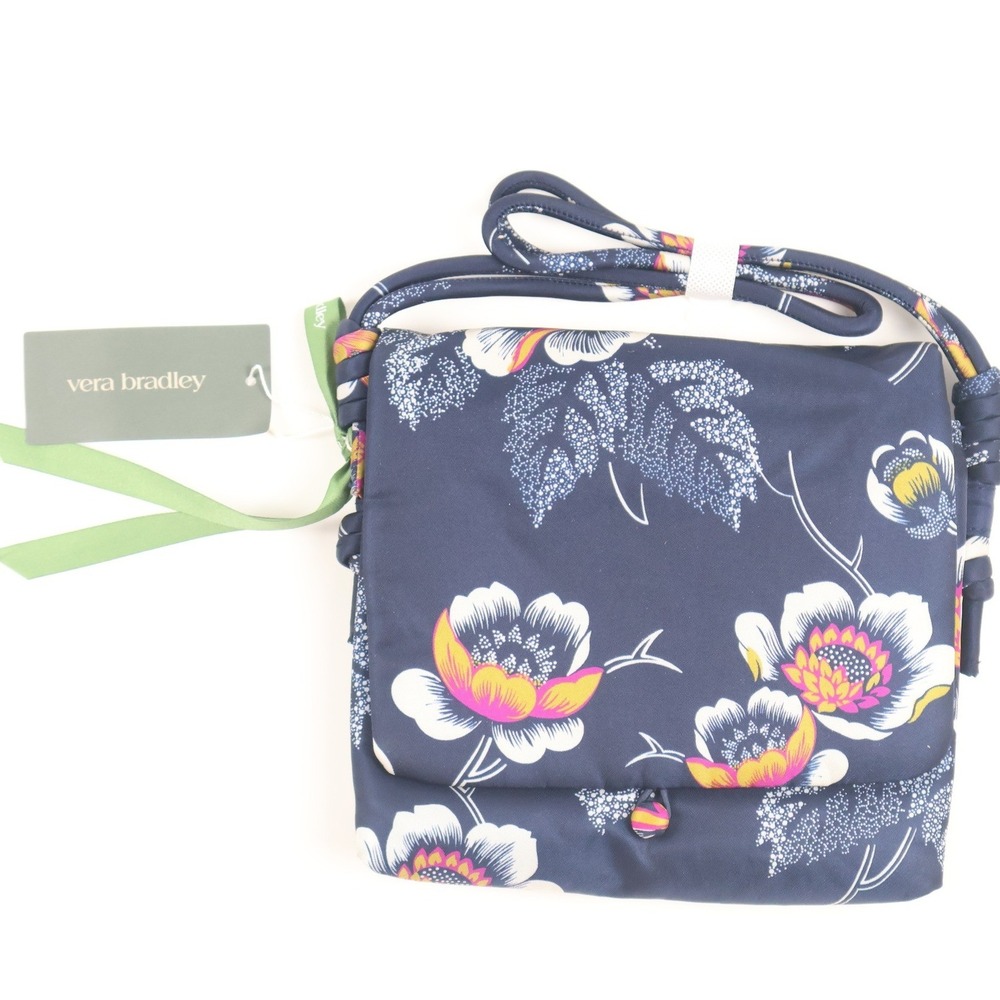 Vera Bradley Baird Hipster Crossbody Bag Seurat Floral Navy Blue NWT MSRP 80